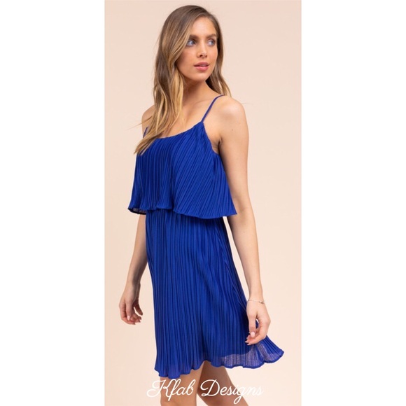 💙LAST! Royal Pleated Adjustable Strap Lined Dress - Picture 8 of 9